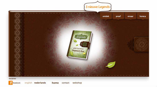 Rosens design Legends of tea packaging website design en webbouw